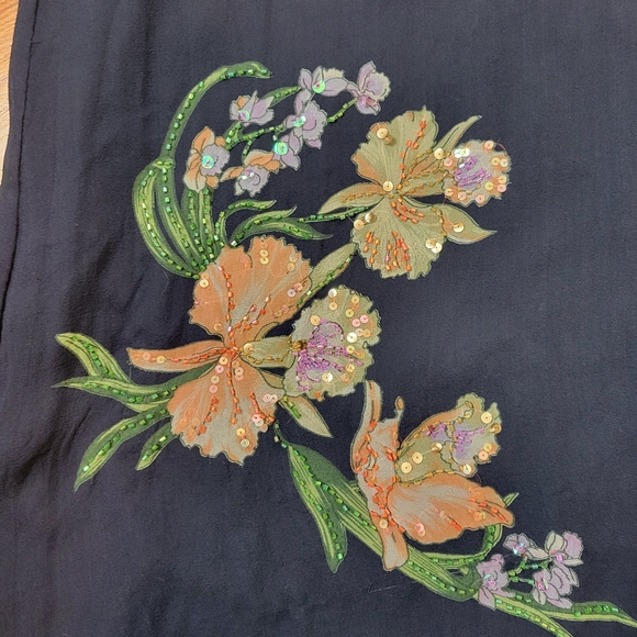 Robbie Bee 100% Silk  floral Navy Sleeveless Dress Size 10 - Picture 14 of 14